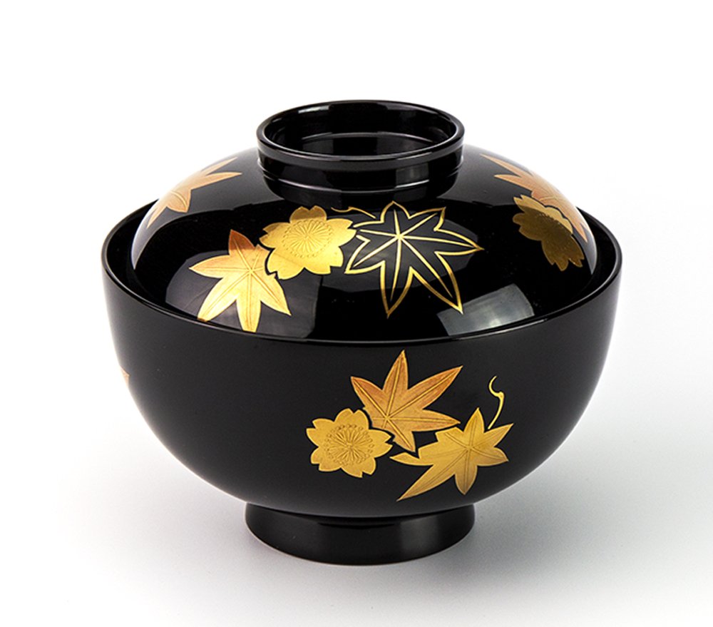 お椀吸物椀-【手描き蒔絵・磨き蒔絵】越前塗 春秋 吸物椀［5客