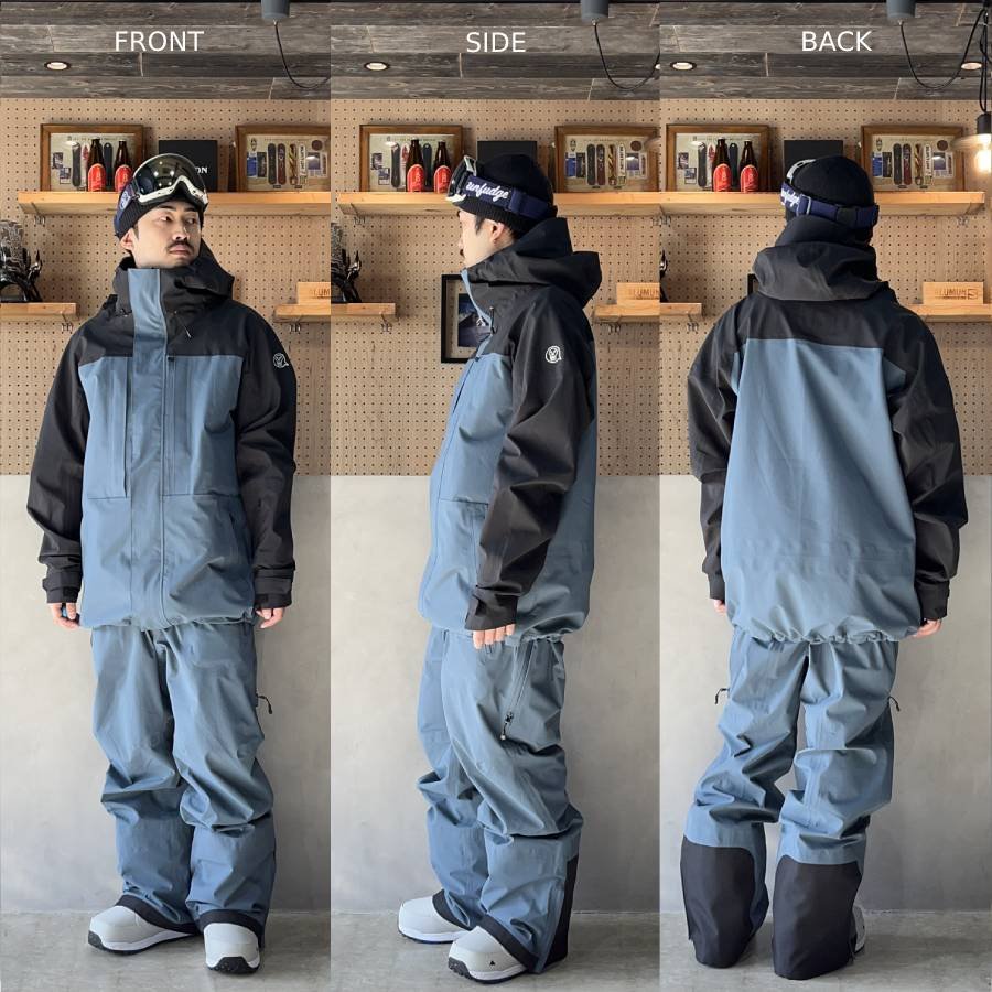 UNFUDGE OUTERWEAR | GENTLE JACKET , GENTLE BIB PANTを各サイズ着て