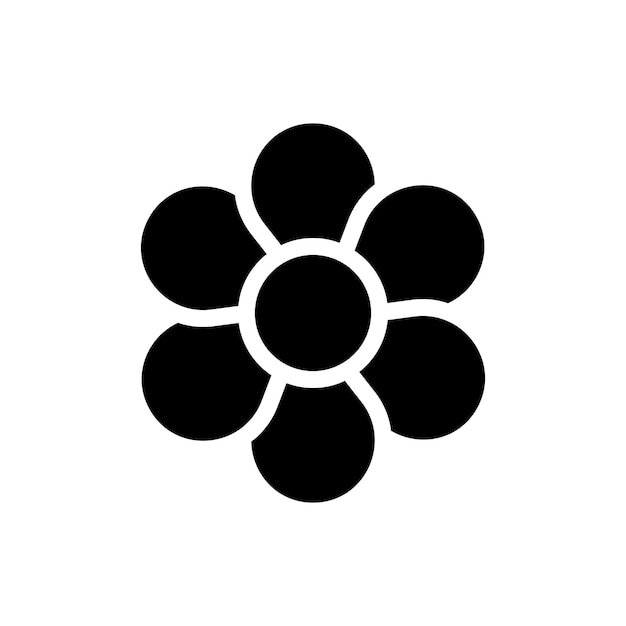 Flowers icon set spring flower hibiscus in a black filled and