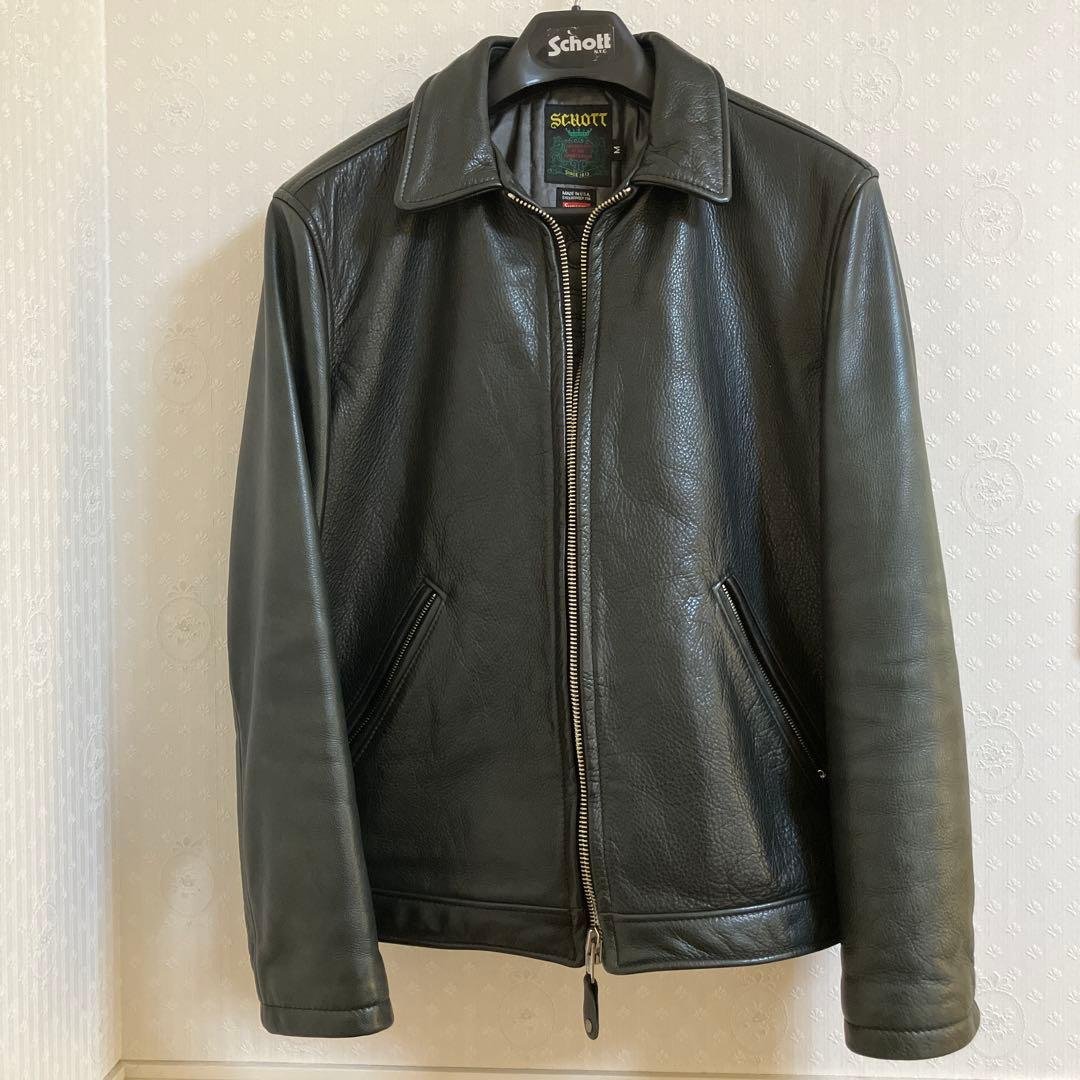 Schott /Supreme ブラック レザー シングルライダース M Supreme シュプリーム 17SS J20S7 USA製 Schott ショット leather work